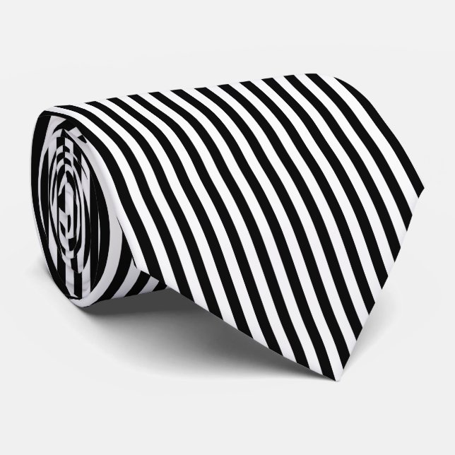 Cravate Motif de bandes verticales en noir et blanc (Roulé)
