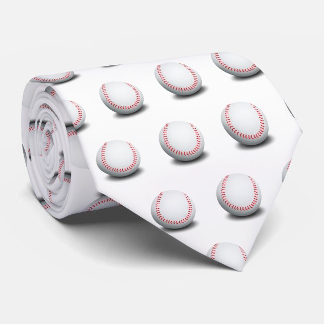 Cravate Motif de baseball | Cadeau sportif (Roulé)