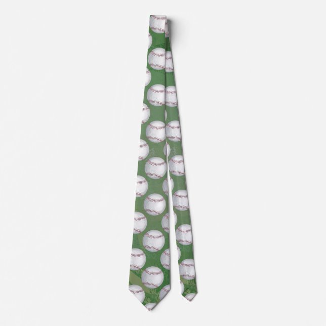 Cravate Motif de baseball sur Green (Devant)