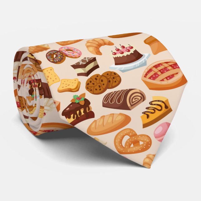 Cravate motif de boulangerie carrelée cool (Roulé)