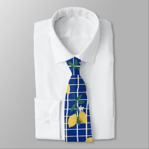 Cravate Motif de branche de citron méditerranéen