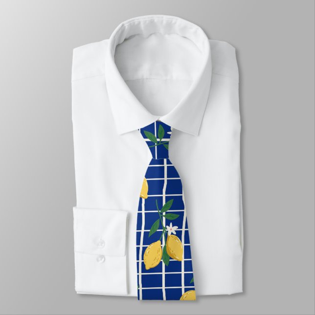 Cravate Motif de branche de citron méditerranéen (Attaché)