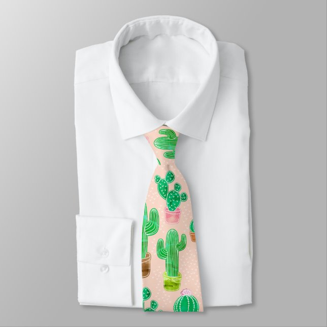 Cravate Motif de cactus pointillés (Attaché)