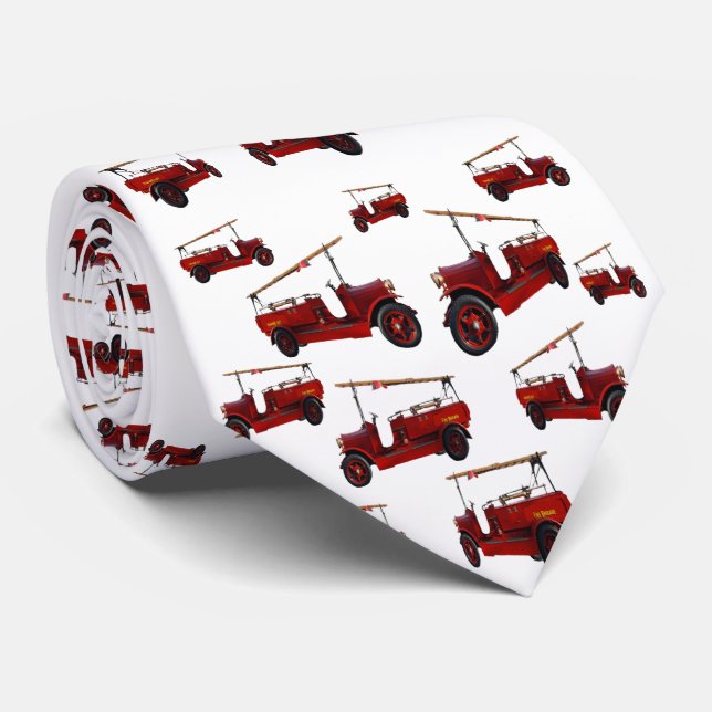 Cravate Motif de camion Vintage rouge, (Roulé)
