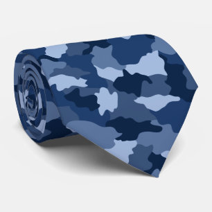 Cravate Motif de camouflage bleu Monogramme initial