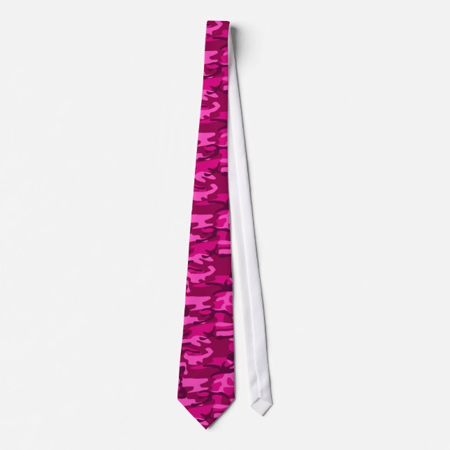 Cravate Motif de Camouflage Camo Fuchsia rose chaud (Devant)