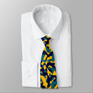 Cravate Motif de camouflage jaune, Turquoise et bleu marin