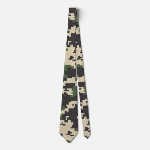 Cravate Motif de camouflage numérique vert