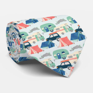 Cravate motif de camping cool carrelé