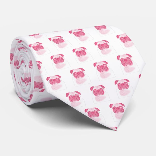 Cravate Motif de Carlin gris PINK (Roulé)