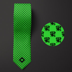 Cravate Motif de Carlin vert cime
