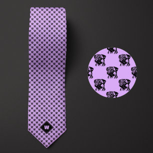 Cravate Motif de Carlin violet de lavande