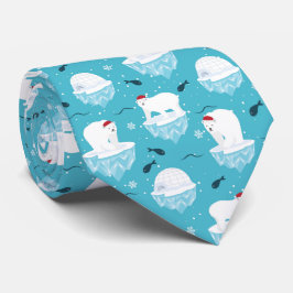 Cravate motif de carrelage d'ours polaire de Noël