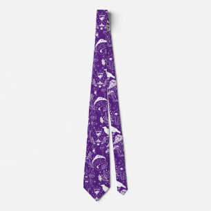 Cravate Motif de champignon psychédélique 2D.BW.b D violet