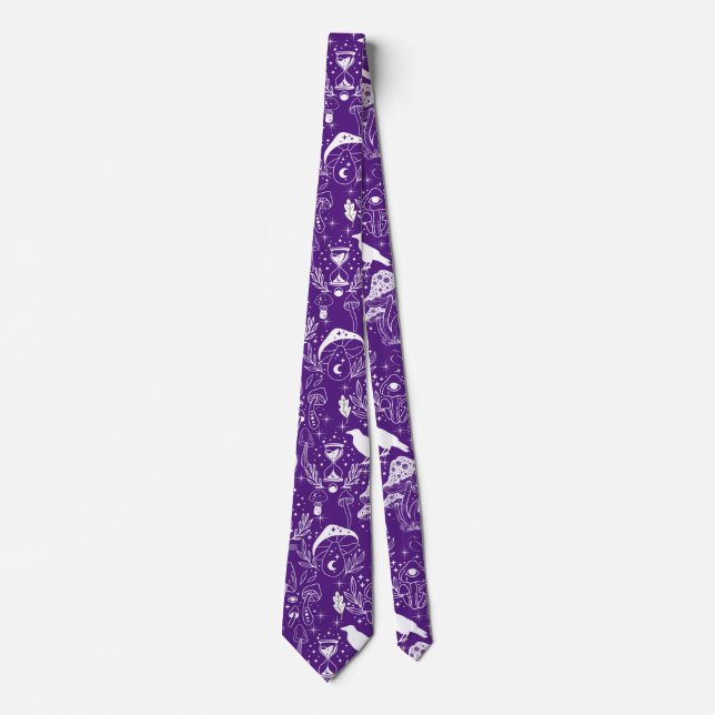 Cravate Motif de champignon psychédélique 2D.BW.b D violet (Devant)