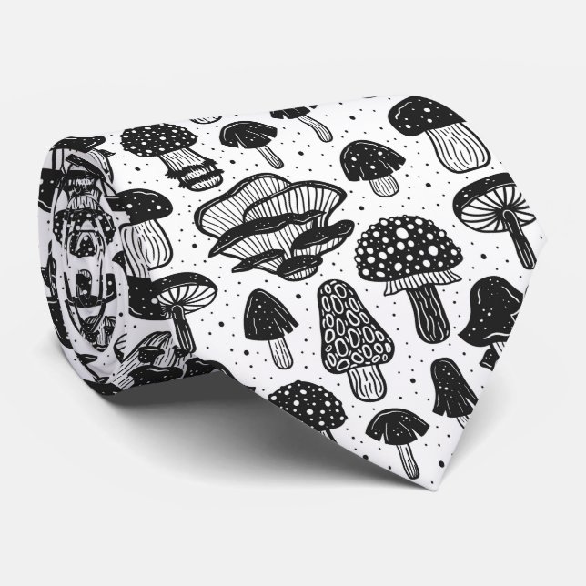 Cravate motif de champignons carrelé cool (Roulé)