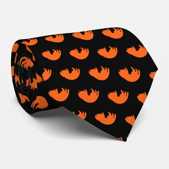 Cravate Motif de chats orange (Roulé)