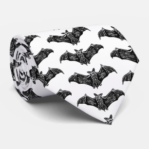 Cravate Motif de chauve-souris gothique noir et blanc