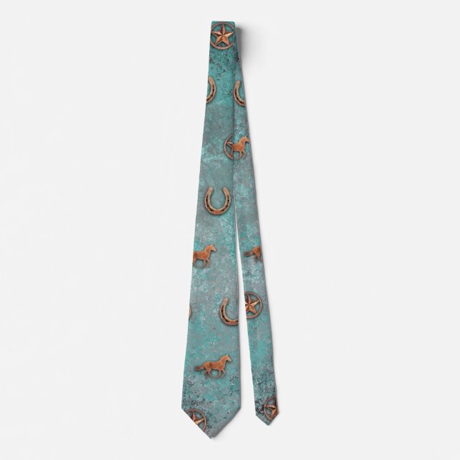 Cravate Motif de cheval (bleu) (Devant)