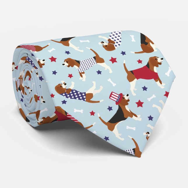 Cravate Motif de chien Beagle patriotique (Roulé)