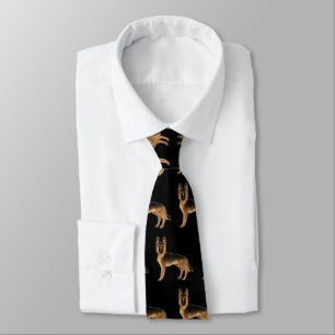 Cravate Motif de chien berger allemand noir et feu