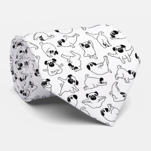 Cravate motif de chien de yoga mignon sur fond blanc