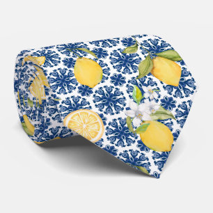 Cravate Motif de citron agrumes méditerranéen