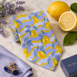 Cravate Motif de citron agrumes méditerranéen