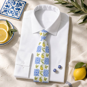 Cravate Motif de citron agrumes méditerranéen