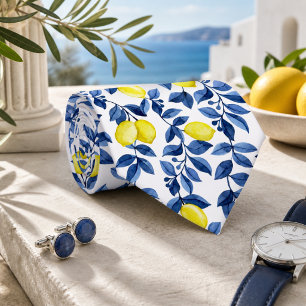 Cravate Motif de citron agrumes méditerranéen