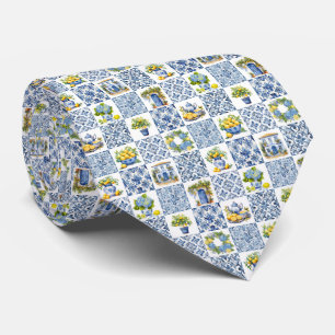 Cravate Motif de citron d'été méditerranéen