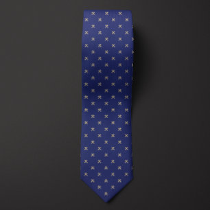 Cravate Motif de clé bleu et or