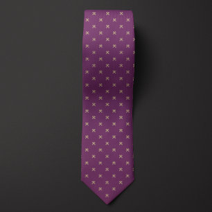 Cravate Motif de clé violet et or