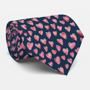 Cravate Motif de cœur d'amour aquarelle rose mignon