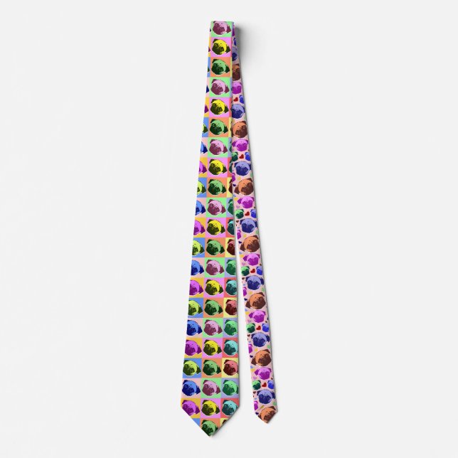 Cravate Motif de coeurs d'amour de chiot de carlin (Devant)