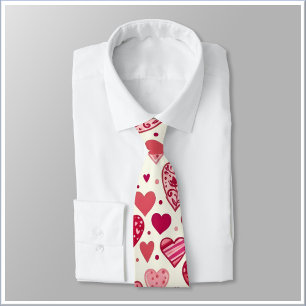 Cravate Motif de cœurs roses et rouges modernes
