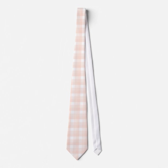 Cravate Motif de contrôle de guingan. Rose et blanc de (Devant)