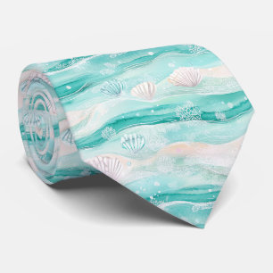 Cravate Motif de coquillages de plage estivale