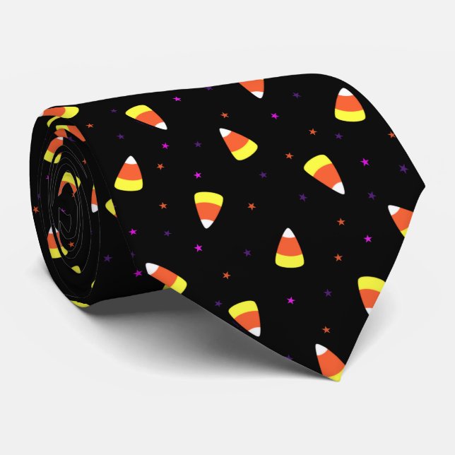 Cravate Motif de Corne de bonbons d'Halloween (Roulé)