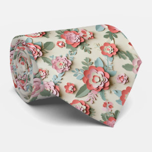 Cravate Motif de couche florale découpée en papier