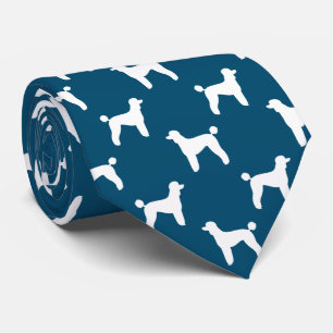 Cravate Motif de coupe blanc standard de caniche Silhouett