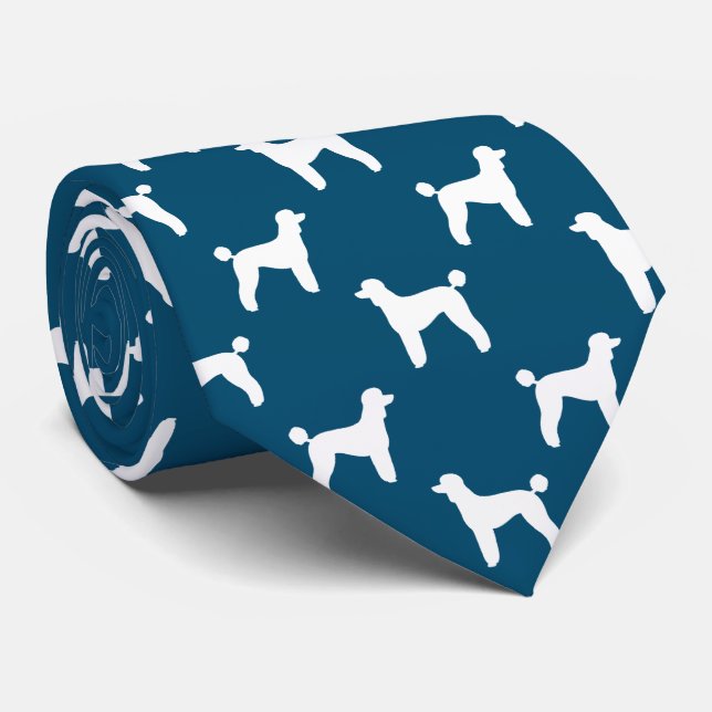 Cravate Motif de coupe blanc standard de caniche Silhouett (Roulé)