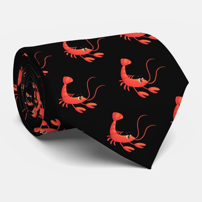 Cravate Motif de crevettes carrelées (Roulé)