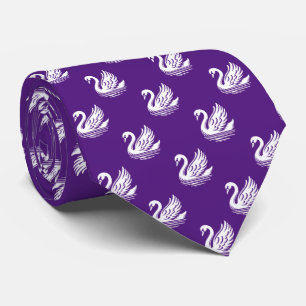 Cravate Motif de cygne - Blanc sur Royal Purple