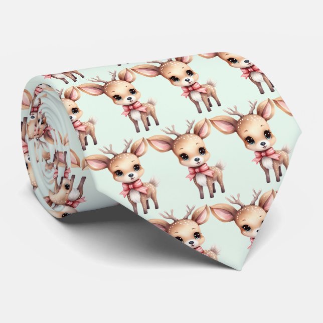 Cravate Motif de dessin animé mignon bébé cerf (Roulé)