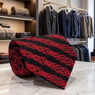 Cravate Motif de dessin de ligne incurvée torsadée rouge s