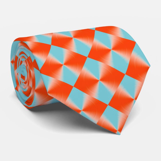 Cravate Motif de diamant numérique rouge et bleu (Roulé)
