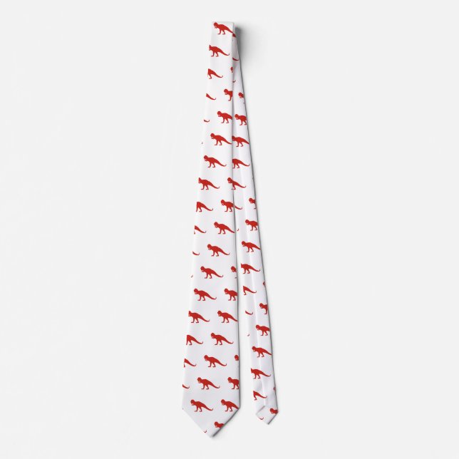 Cravate Motif de dinosaure rouge (Devant)
