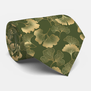 Cravate Motif de feuille de Ginkgo vintage