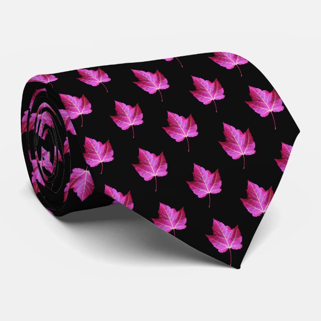 Cravate Motif de feuille d'érable rouge d'automne sur fond (Roulé)